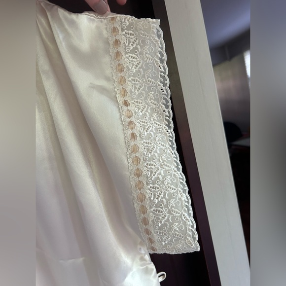 VINTAGE VAL MODE 90s Satin Lace Trim Kimono Layer Fairy Coquette Bridal Size S - Picture 5 of 16